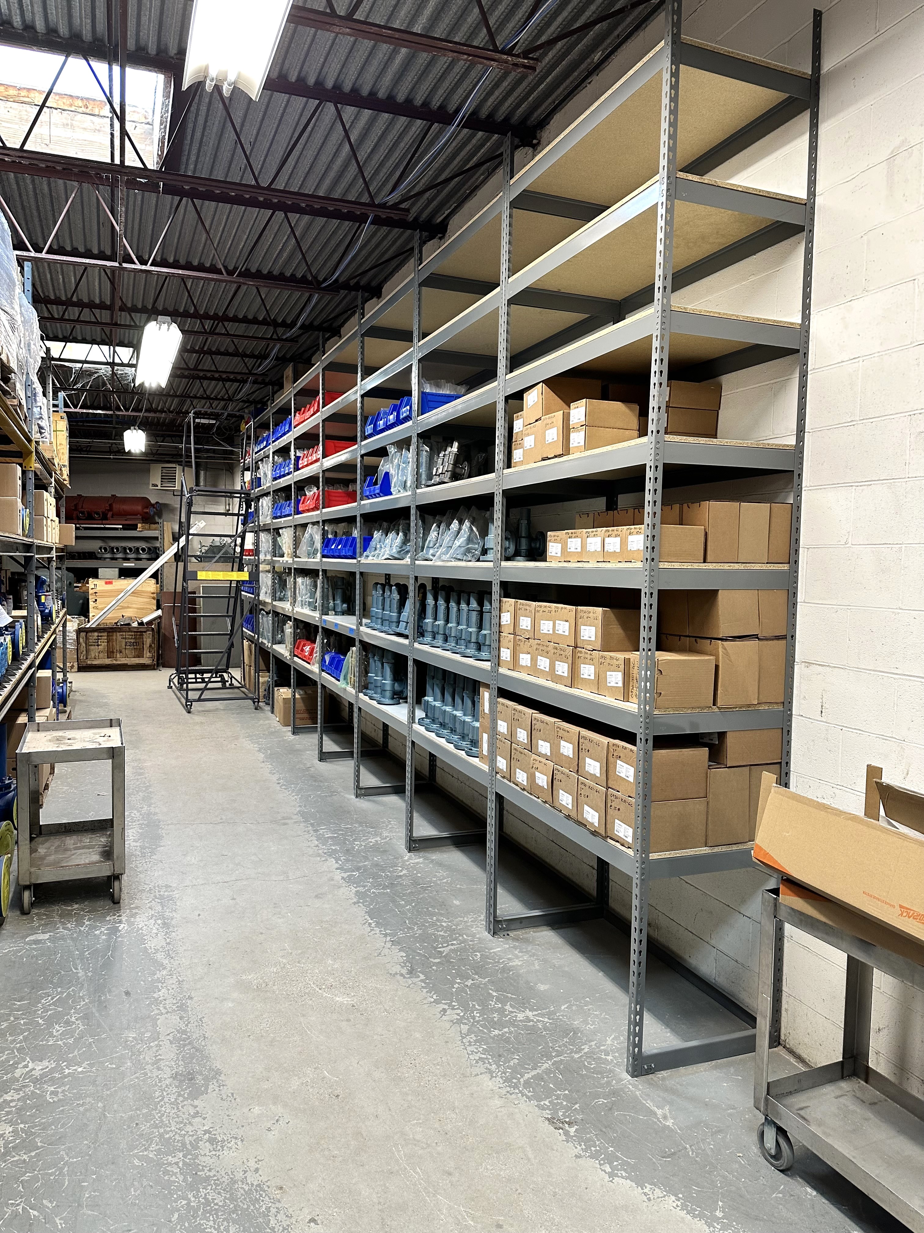 Rivet Shelving in Warehouse